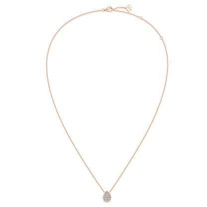 Pavé Pear Natural Diamond Necklace in 18K Rose Gold CK174838