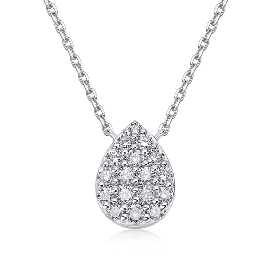 Pavé Pear Natural Diamond Necklace in 18K White Gold CK174849