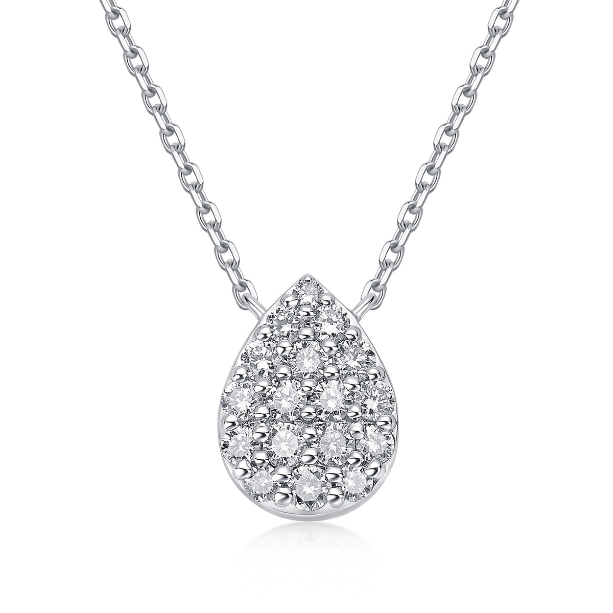 Pavé Pear Natural Diamond Necklace in 18K White Gold CK174850