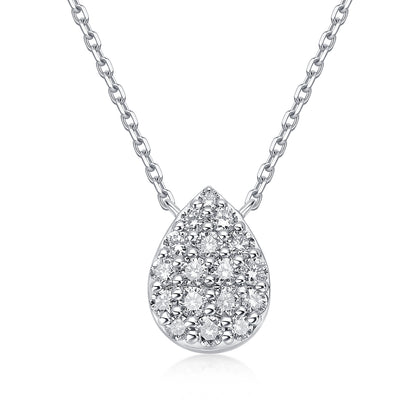 Pavé Pear Natural Diamond Necklace in 18K White Gold CK174850