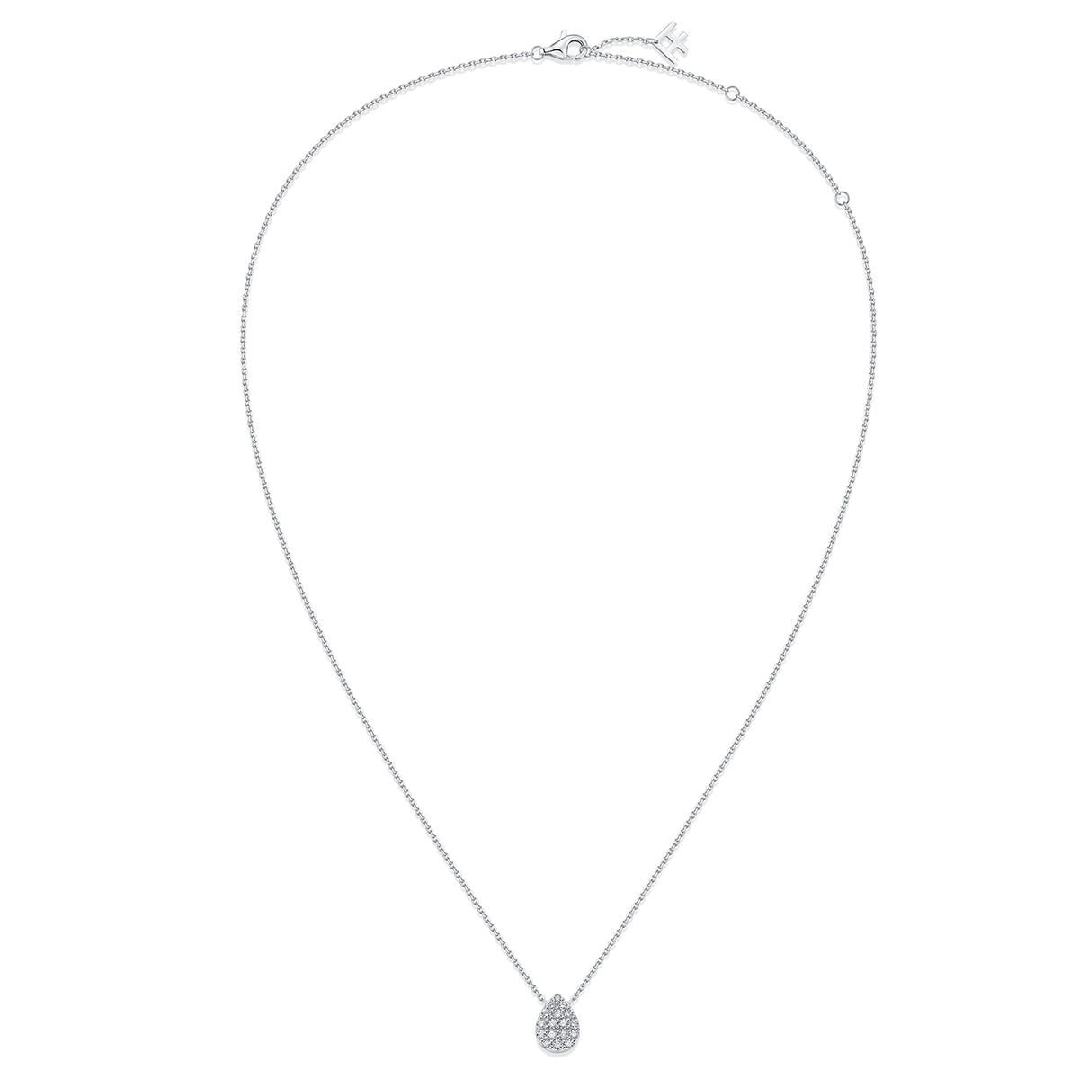 Pavé Pear Natural Diamond Necklace in 18K White Gold CK174850