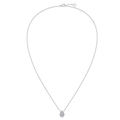 Pavé Pear Natural Diamond Necklace in 18K White Gold CK174850