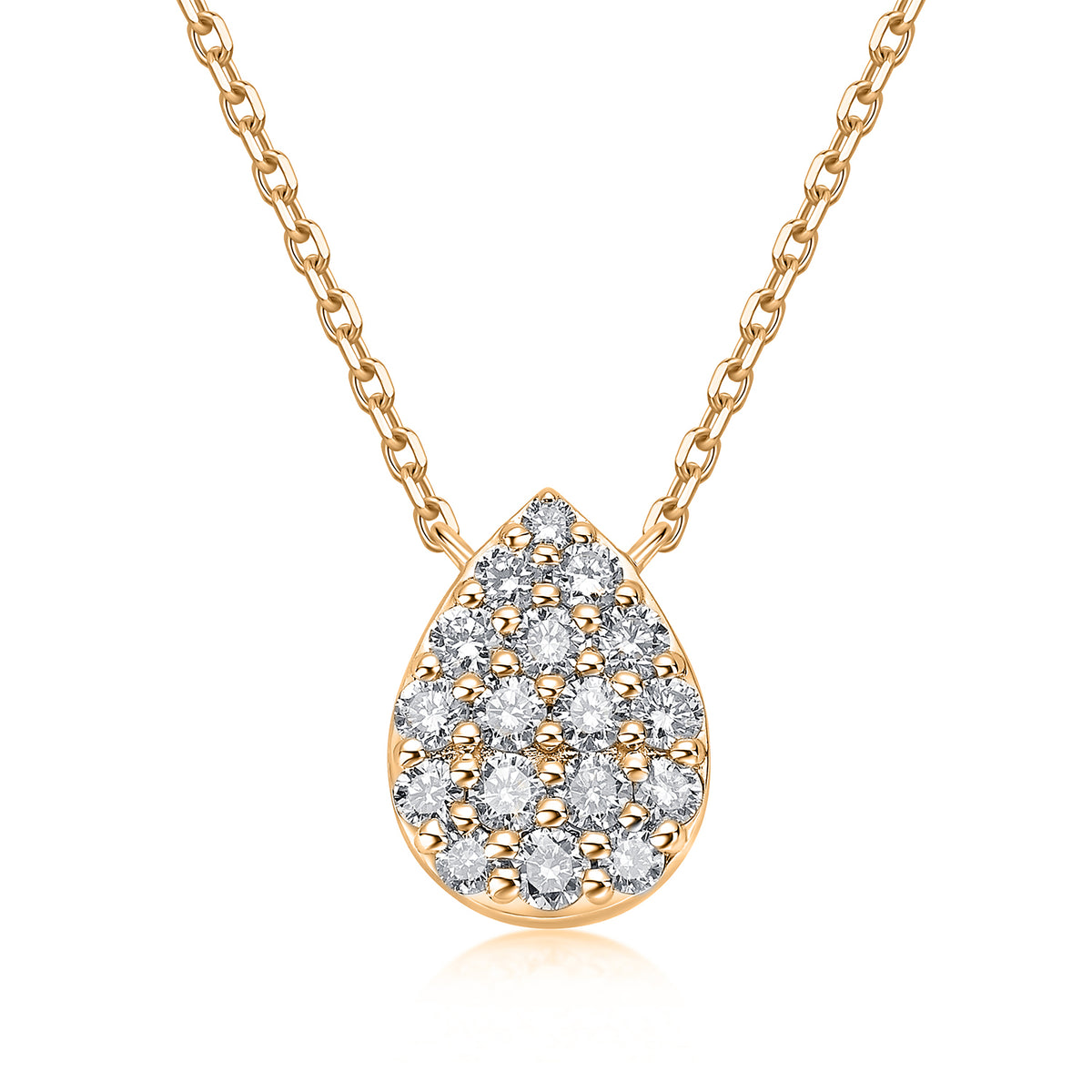 Pavé Pear Natural Diamond Necklace in 18K Yellow Gold CK174867