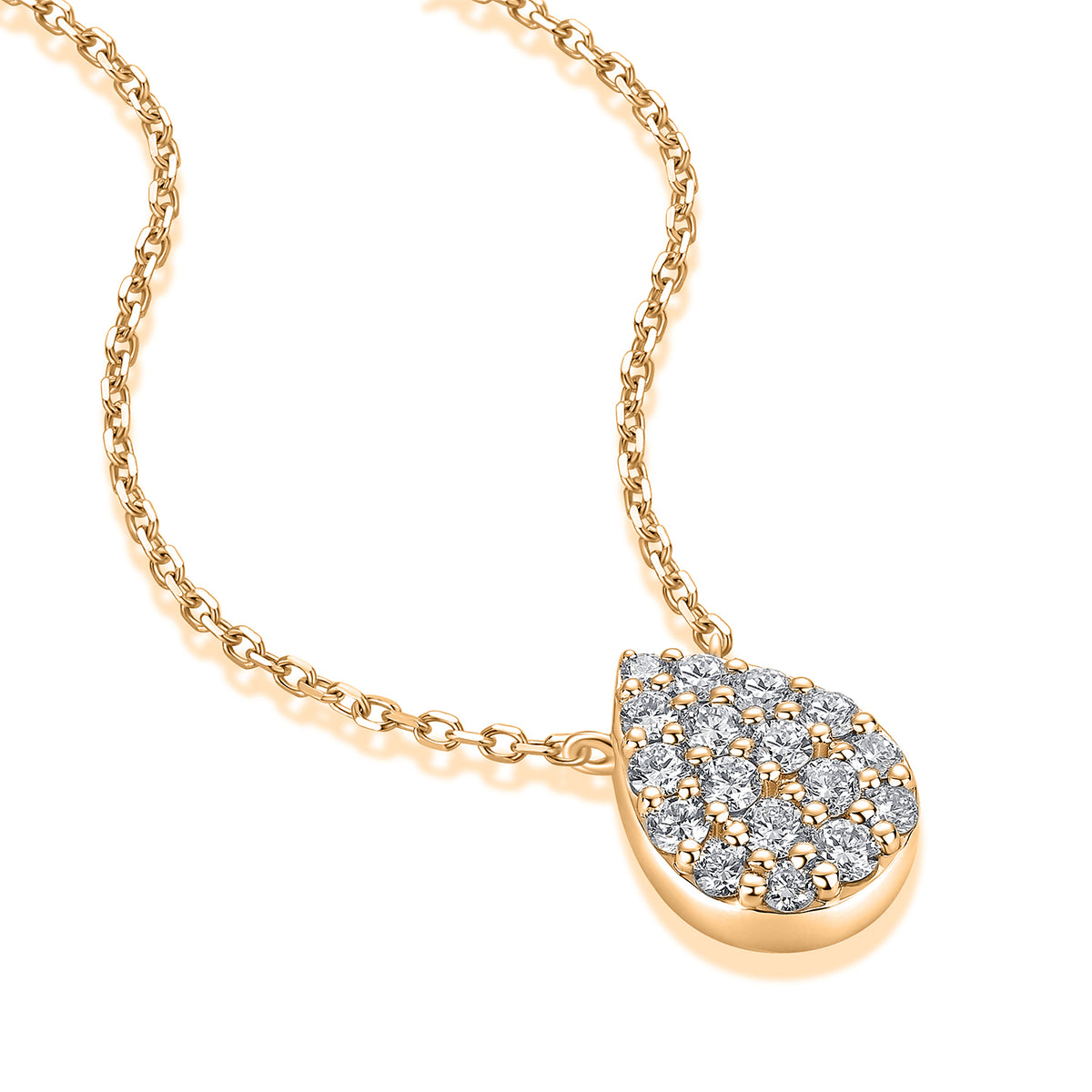 Pavé Pear Natural Diamond Necklace in 18K Yellow Gold CK174867