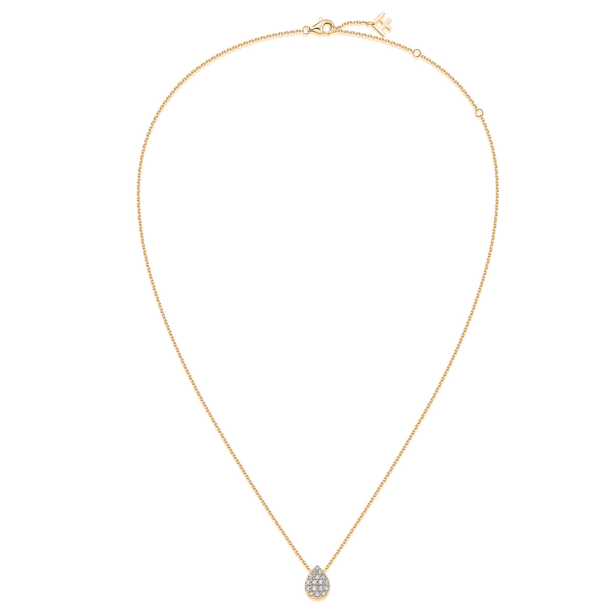 Pavé Pear Natural Diamond Necklace in 18K Yellow Gold CK174867
