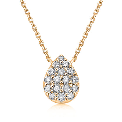 Pavé Pear Natural Diamond Necklace in 18K Yellow Gold CK174868
