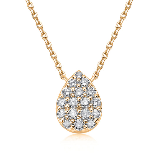 Pavé Pear Natural Diamond Necklace in 18K Yellow Gold CK174868