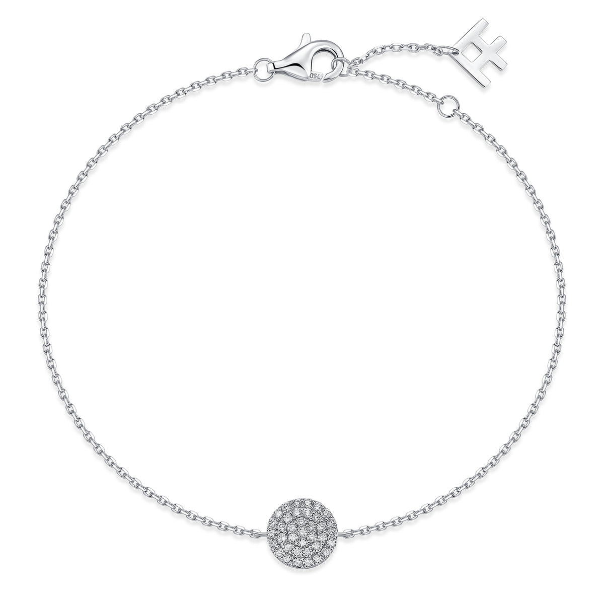 Pavé Round Natural Diamond Bracelet in 18K White Gold CK174795