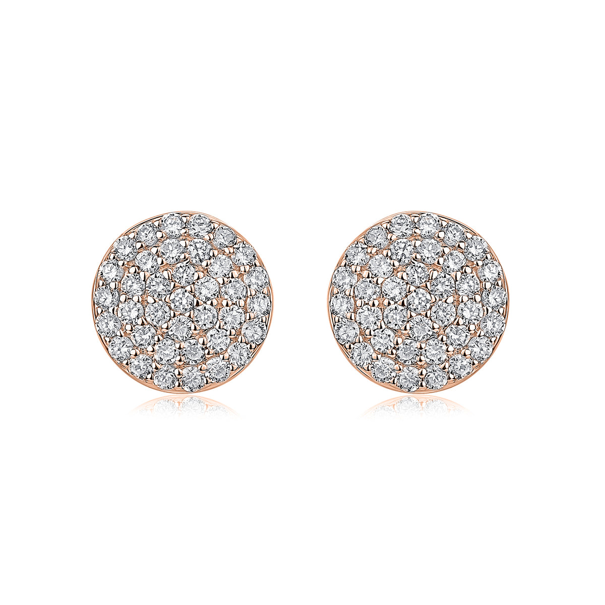 Pavé Round Natural Diamond Earrings in 18K Rose Gold CK174744