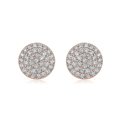 Pavé Round Natural Diamond Earrings in 18K Rose Gold CK174744