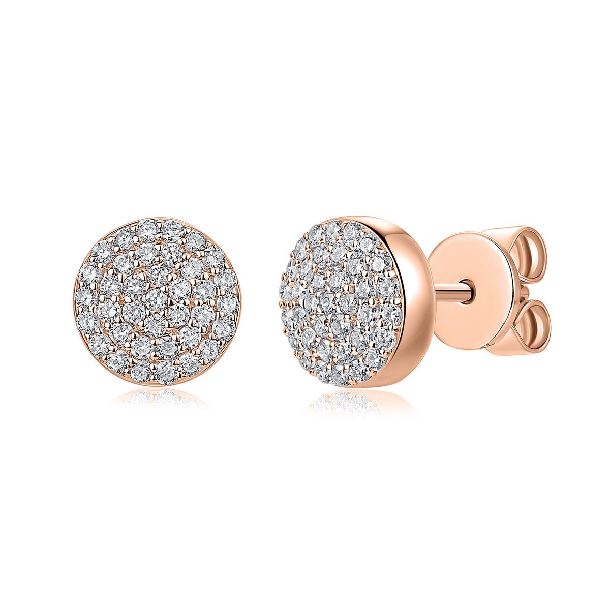 Pavé Round Natural Diamond Earrings in 18K Rose Gold CK174744