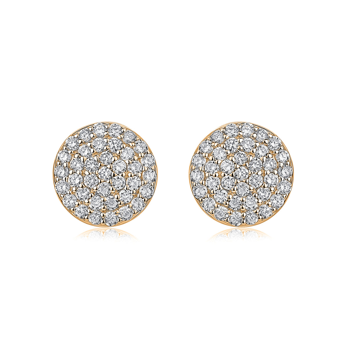 Pavé Round Natural Diamond Earrings in 18K Yellow Gold CK175039