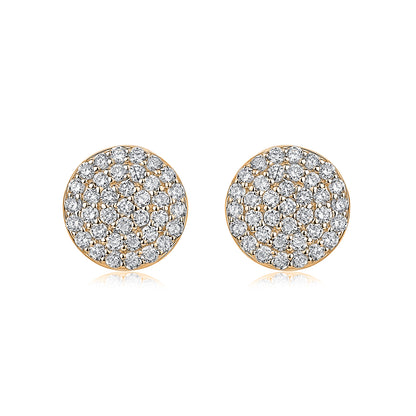 Pavé Round Natural Diamond Earrings in 18K Yellow Gold CK175039