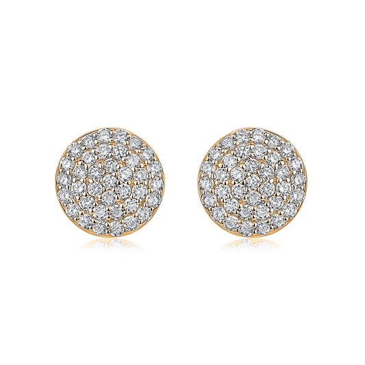 Pavé Round Natural Diamond Earrings in 18K Yellow Gold CK175039