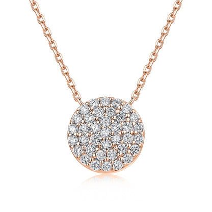 Pavé Round Natural Diamond Necklace in 18K Rose Gold CK174836