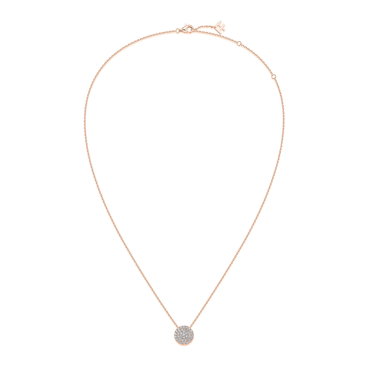 Pavé Round Natural Diamond Necklace in 18K Rose Gold CK174836