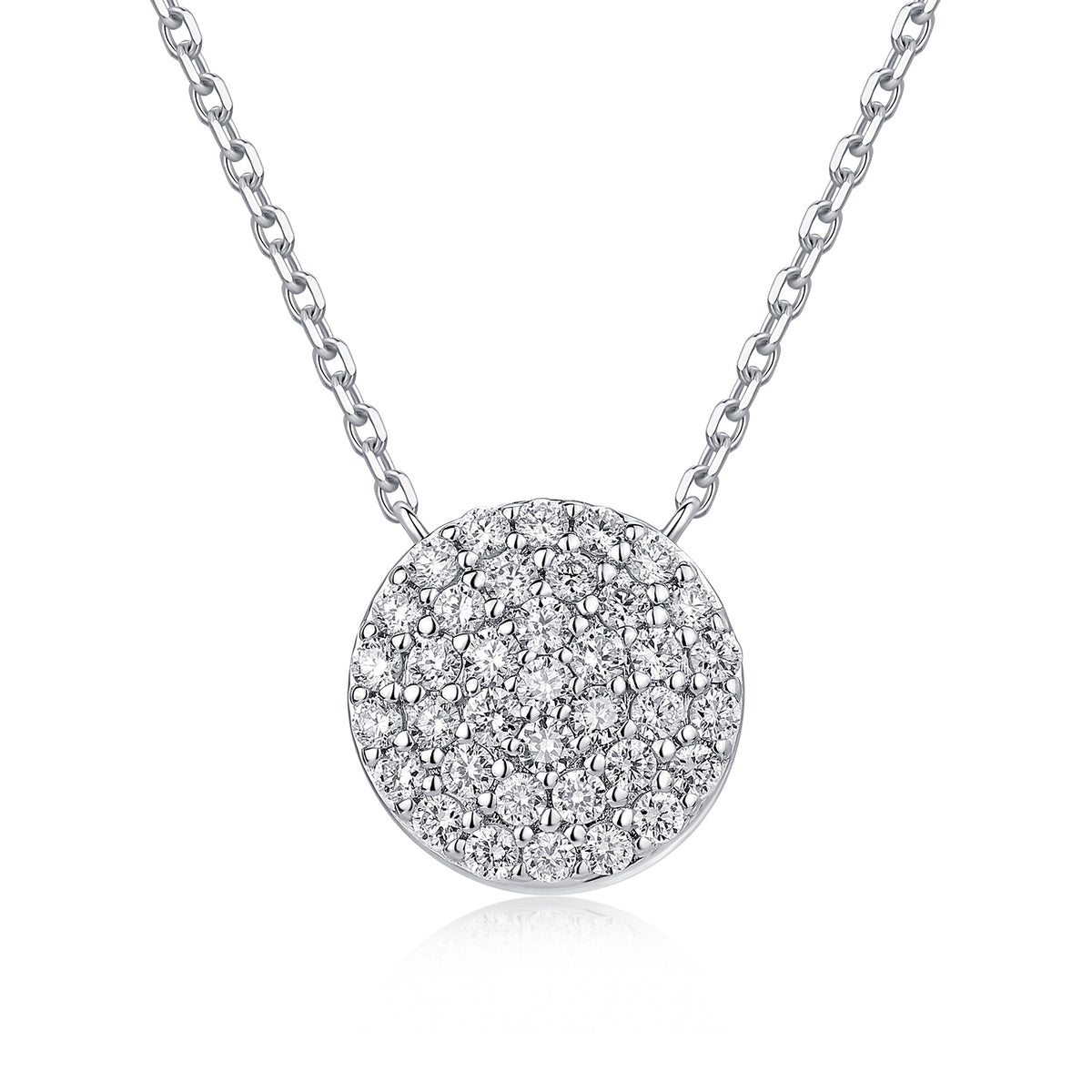 Pavé Round Natural Diamond Necklace in 18K White Gold CK174859