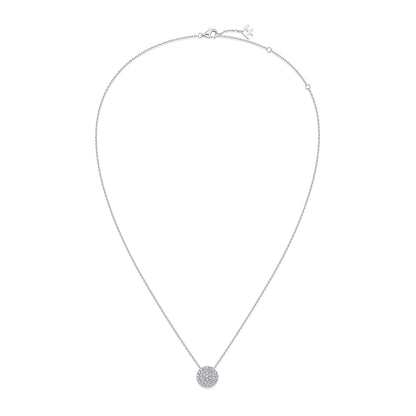 Pavé Round Natural Diamond Necklace in 18K White Gold CK174859