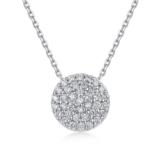 Pavé Round Natural Diamond Necklace in 18K White Gold CK174860