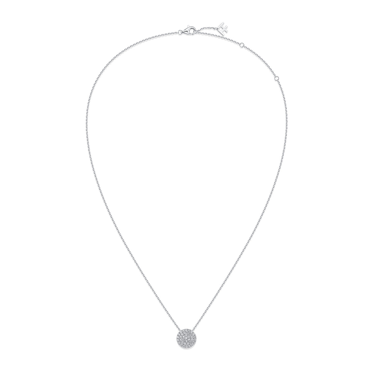 Pavé Round Natural Diamond Necklace in 18K White Gold CK174860