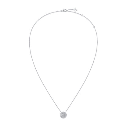 Pavé Round Natural Diamond Necklace in 18K White Gold CK174860