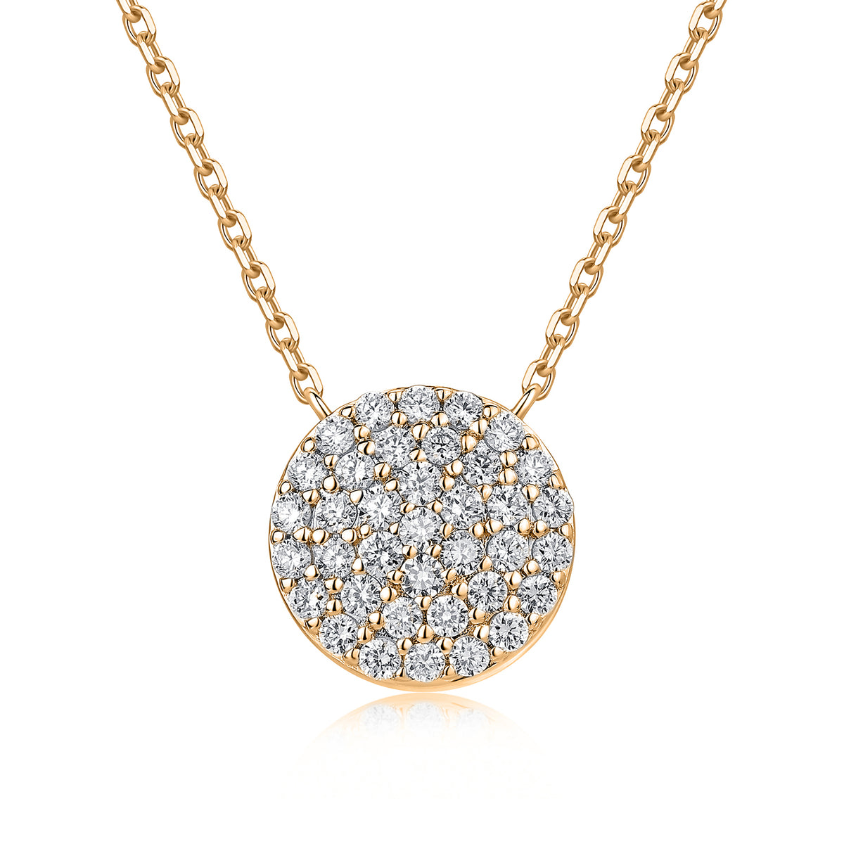 Pavé Round Natural Diamond Necklace in 18K Yellow Gold CK174863