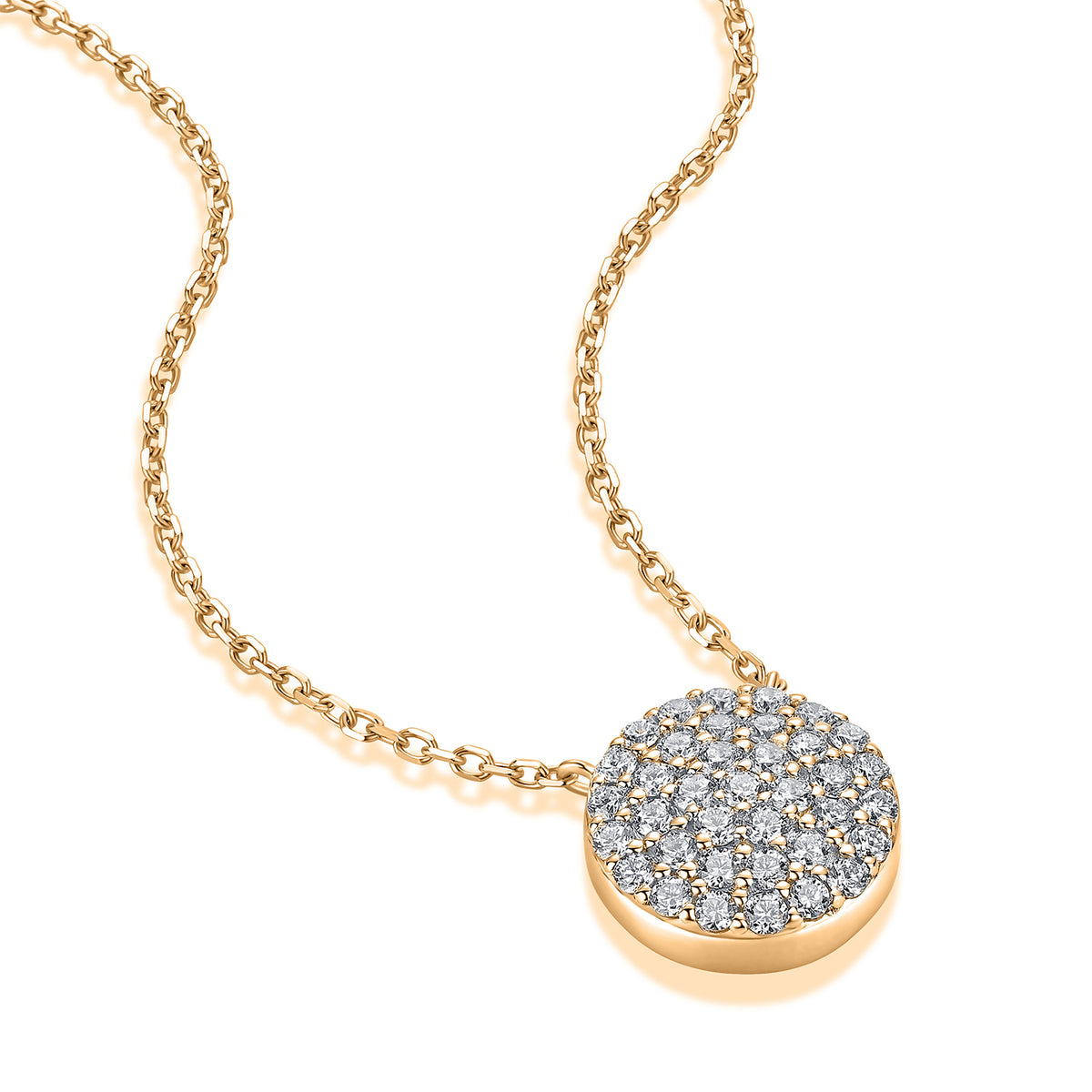 Pavé Round Natural Diamond Necklace in 18K Yellow Gold CK174863