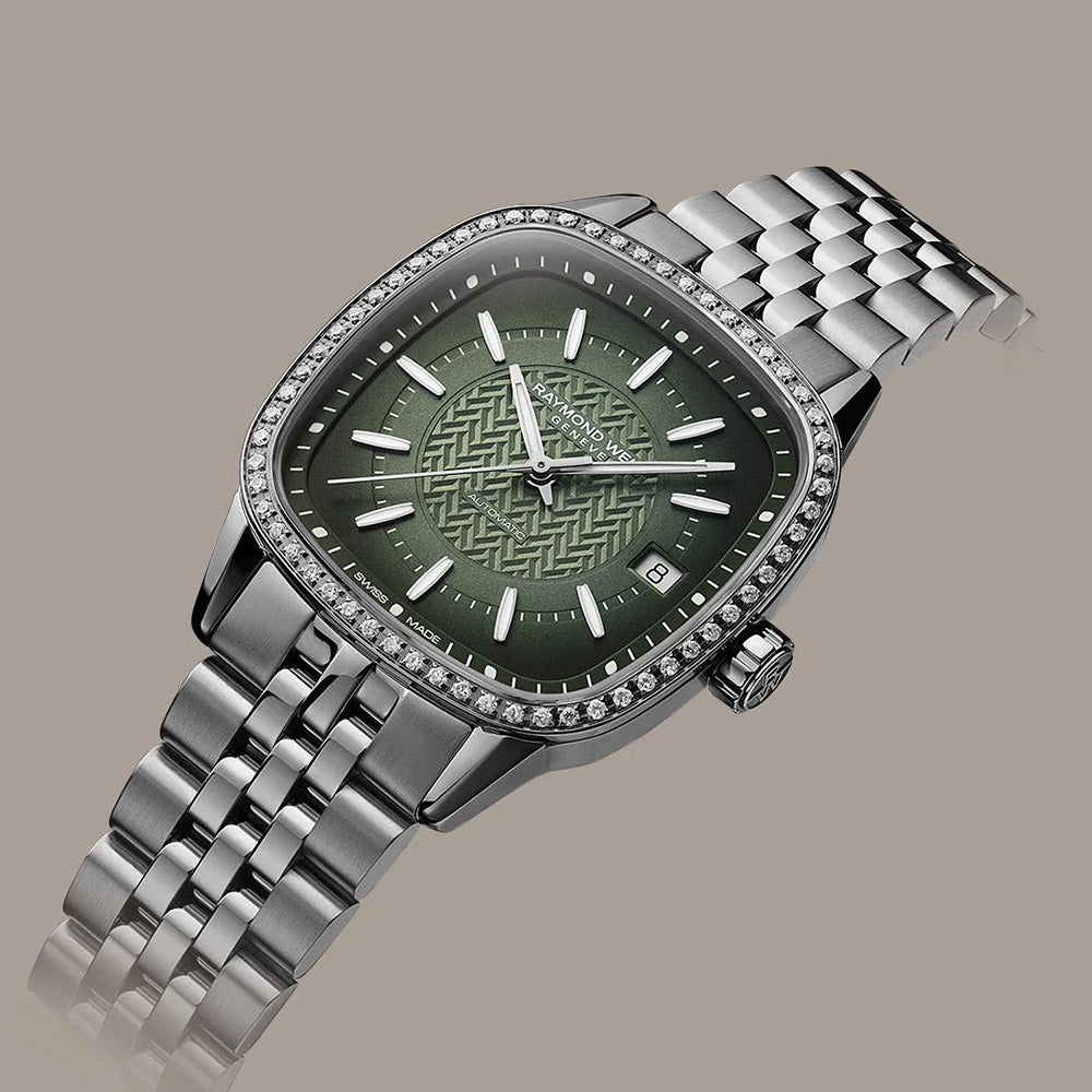 Raymond Weil Freelancer Stainless Steel Dmnd Case Diamond Green Dial Automatic Watch