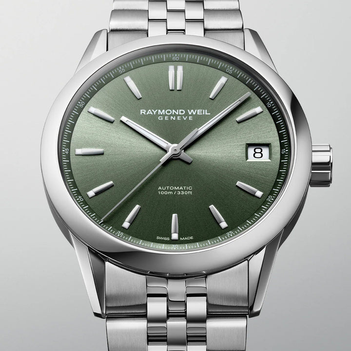Raymond Weil Freelancer Men's Automatic Green Dial Stainless Steel Bracelet Watch 40 mm
