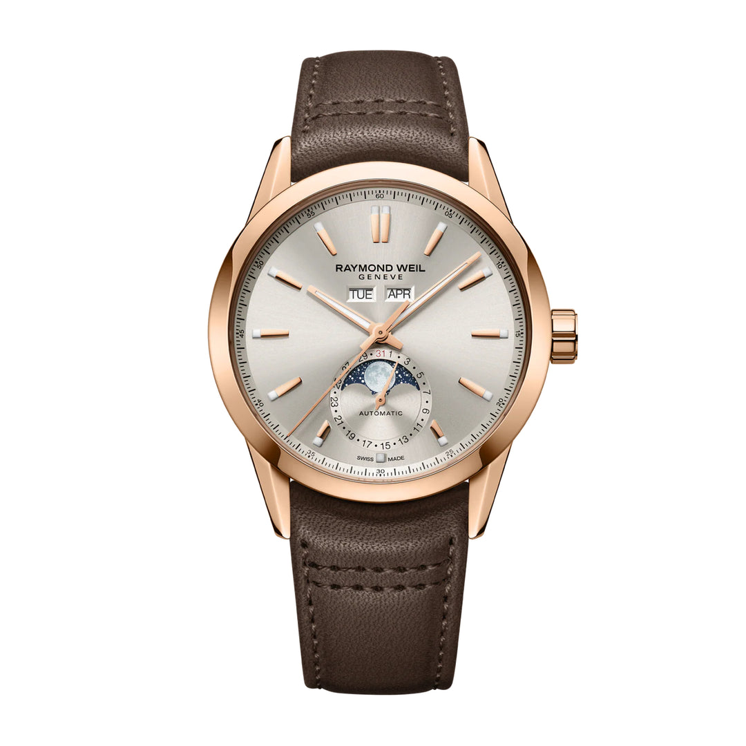 RAYMOND WEIL FREELANCER AUTOMATIC COMPLETE CALENDAR DUNE SUNRAY DIAL WATCH