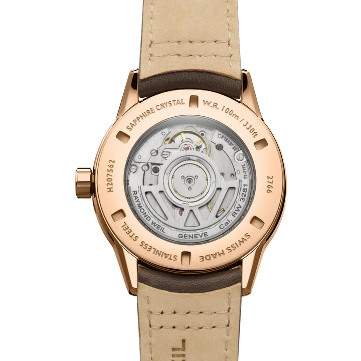 RAYMOND WEIL FREELANCER AUTOMATIC COMPLETE CALENDAR DUNE SUNRAY DIAL WATCH