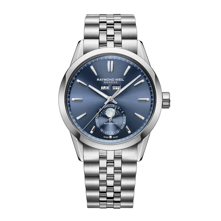 Raymond Weil Freelancer Automatic Complete Calendar Blue Sunray Dial Watch 40 mm