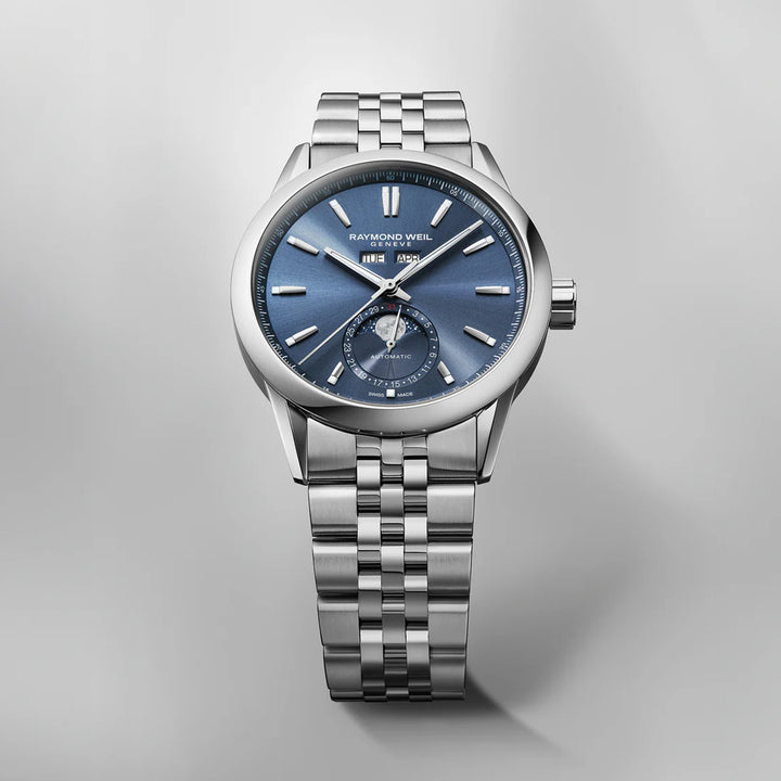 Raymond Weil Freelancer Automatic Complete Calendar Blue Sunray Dial Watch 40 mm