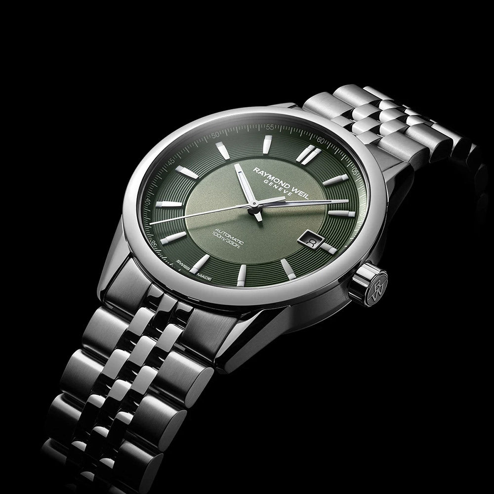 Raymond Weil Freelancer Stainless Steel Case Olive Green Dial Automatic Watch