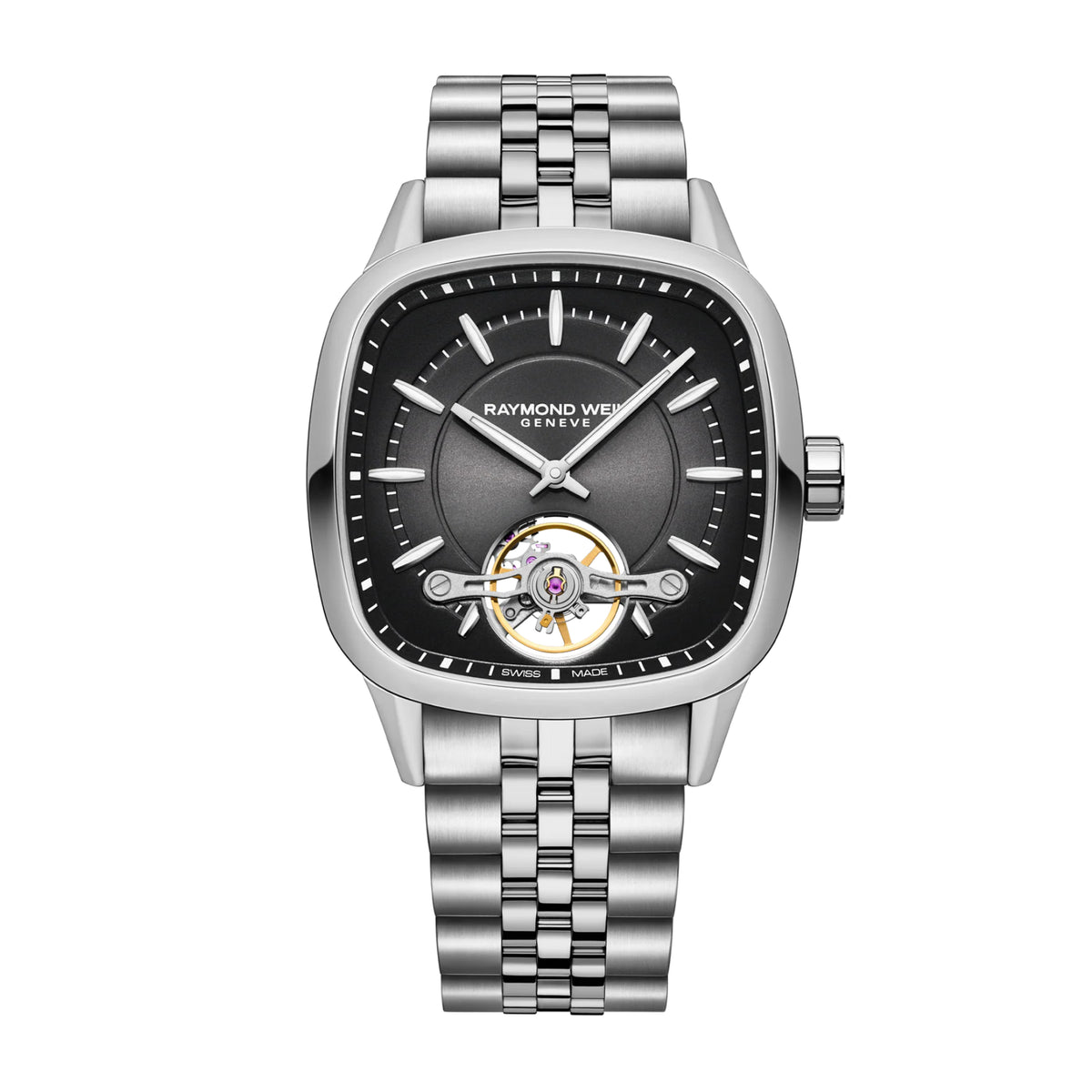 Raymond Weil Freelancer MEN’S Automatic Black Steel Cushion Shape Watch