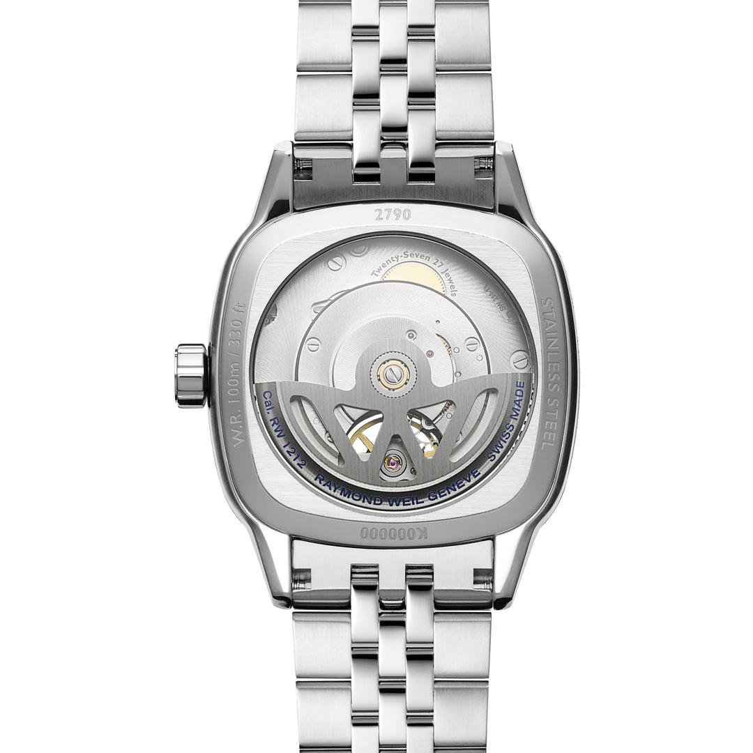 RAYMOND WEIL FREELANCER MEN’S AUTOMATIC BLACK STEEL CUSHION SHAPE WATCH