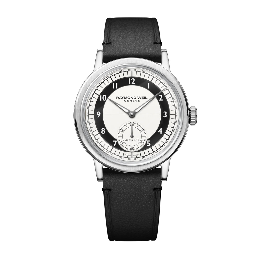 RAYMOND WEIL MILLESIME MEN'S AUTOMATIC SMALL SECONDS TUXEDO BLACK AND WHITE DIAL WATCH