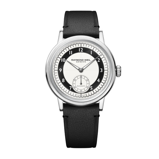 Raymond Weil Millesime Men's Automatic Small Seconds Tuxedo Black and White Dial Watch