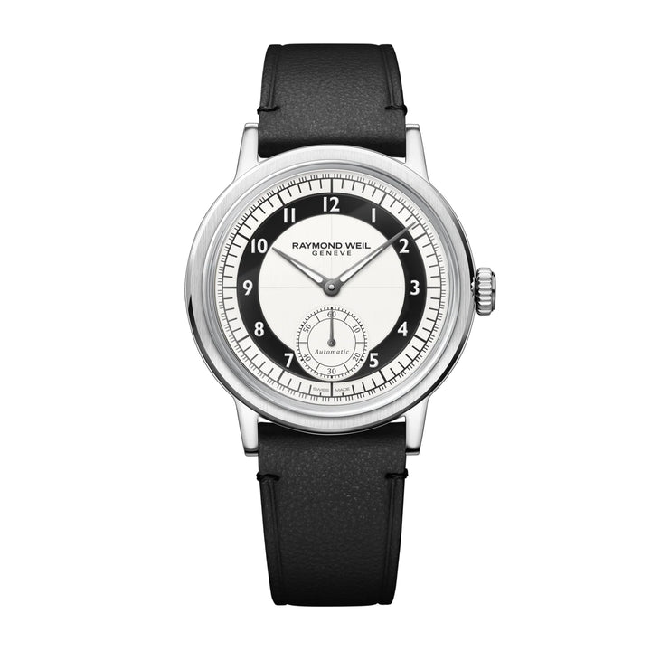 RAYMOND WEIL MILLESIME MEN'S AUTOMATIC SMALL SECONDS TUXEDO BLACK AND WHITE DIAL WATCH