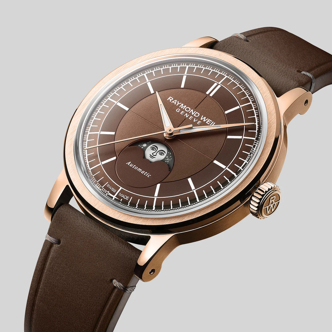 RAYMOND WEIL MILLESIME AUTOMATIC MOON PHASE BROWN DIAL WATCH