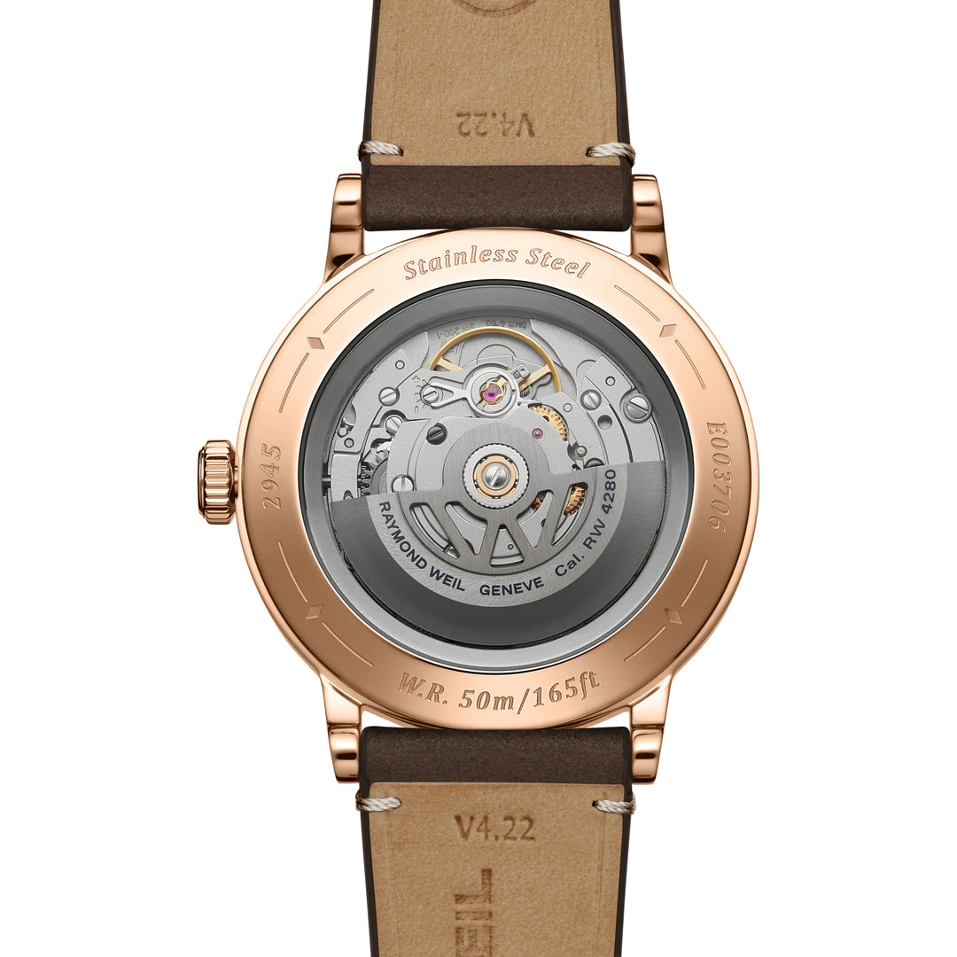 RAYMOND WEIL MILLESIME AUTOMATIC MOON PHASE BROWN DIAL WATCH