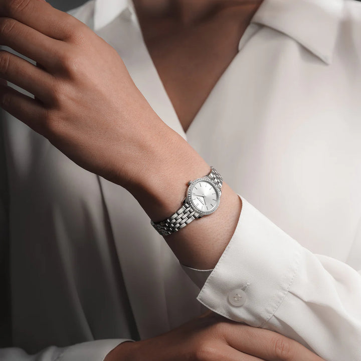 RAYMOND WEIL TOCCATA LADIES CLASSIC DIAMOND STAINLESS STEEL OLD SILVER DIAL QUARTZ WATCH