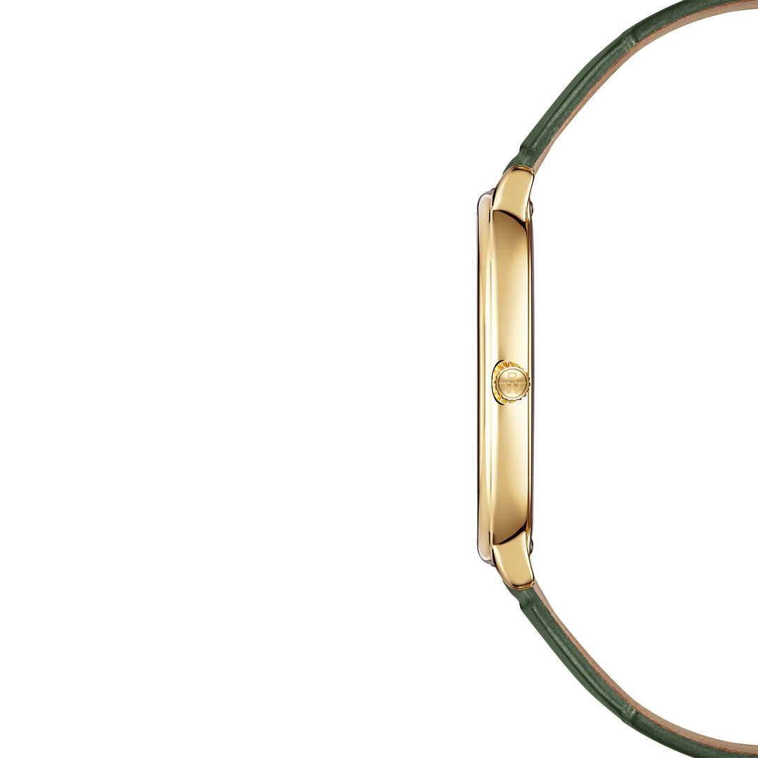 Raymond Weil Toccata Heritage Old Silver Dial Green Leather Strap Quartz Watch 31 x 36 mm