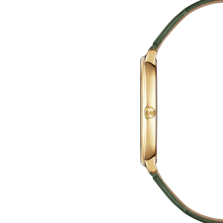 Raymond Weil Toccata Heritage Old Silver Dial Green Leather Strap Quartz Watch 31 x 36 mm