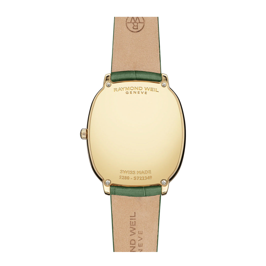 Raymond Weil Toccata Heritage Old Silver Dial Green Leather Strap Quartz Watch 31 x 36 mm