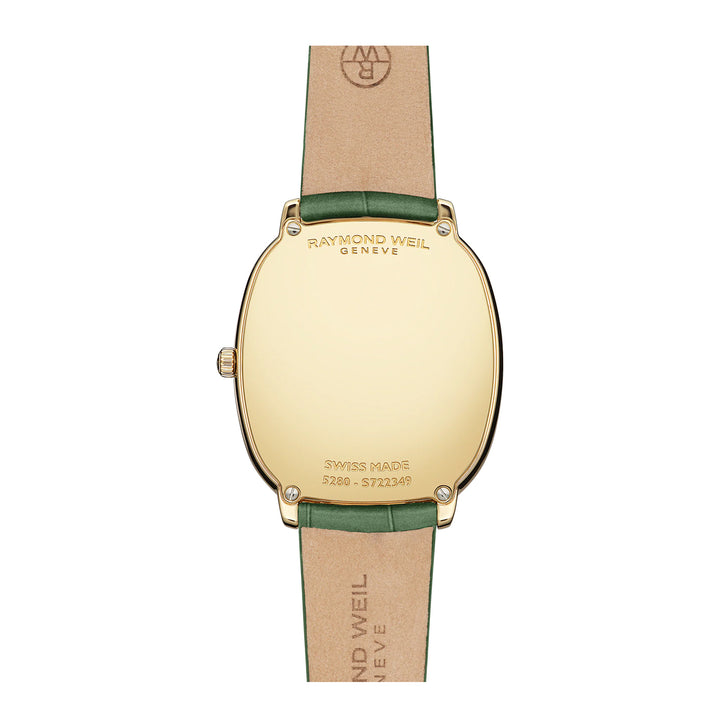 Raymond Weil Toccata Heritage Old Silver Dial Green Leather Strap Quartz Watch 31 x 36 mm