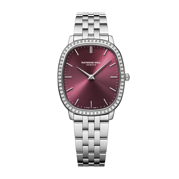 RAYMOND WEIL TOCCATA HERITAGE RED GRAPE DIAL QUARTZ DIAMONDS BRACELET WATCH