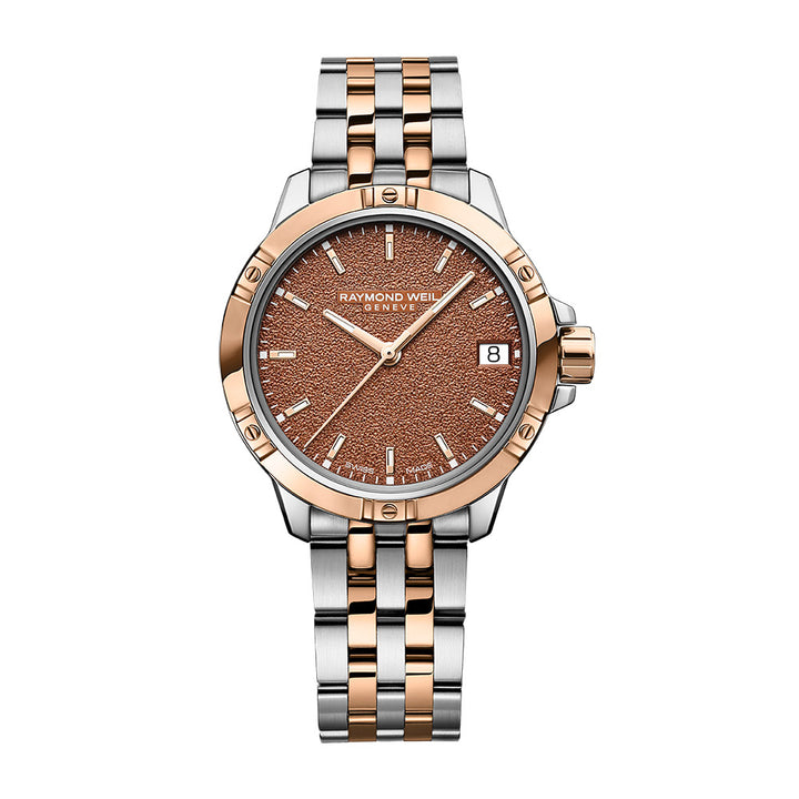 Raymond Weil Tango Rose Gold Pvd Plated Case Terracotta Frosted Dial Quartz Watch