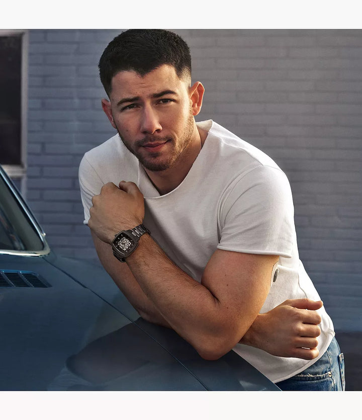 Fossil Unisex Nick Jonas x Fossil Machine Luxe Automatic Gunmetal Stainless Steel Watch