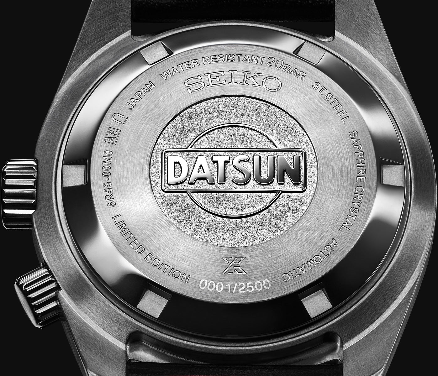 Seiko × Datsun case back detail